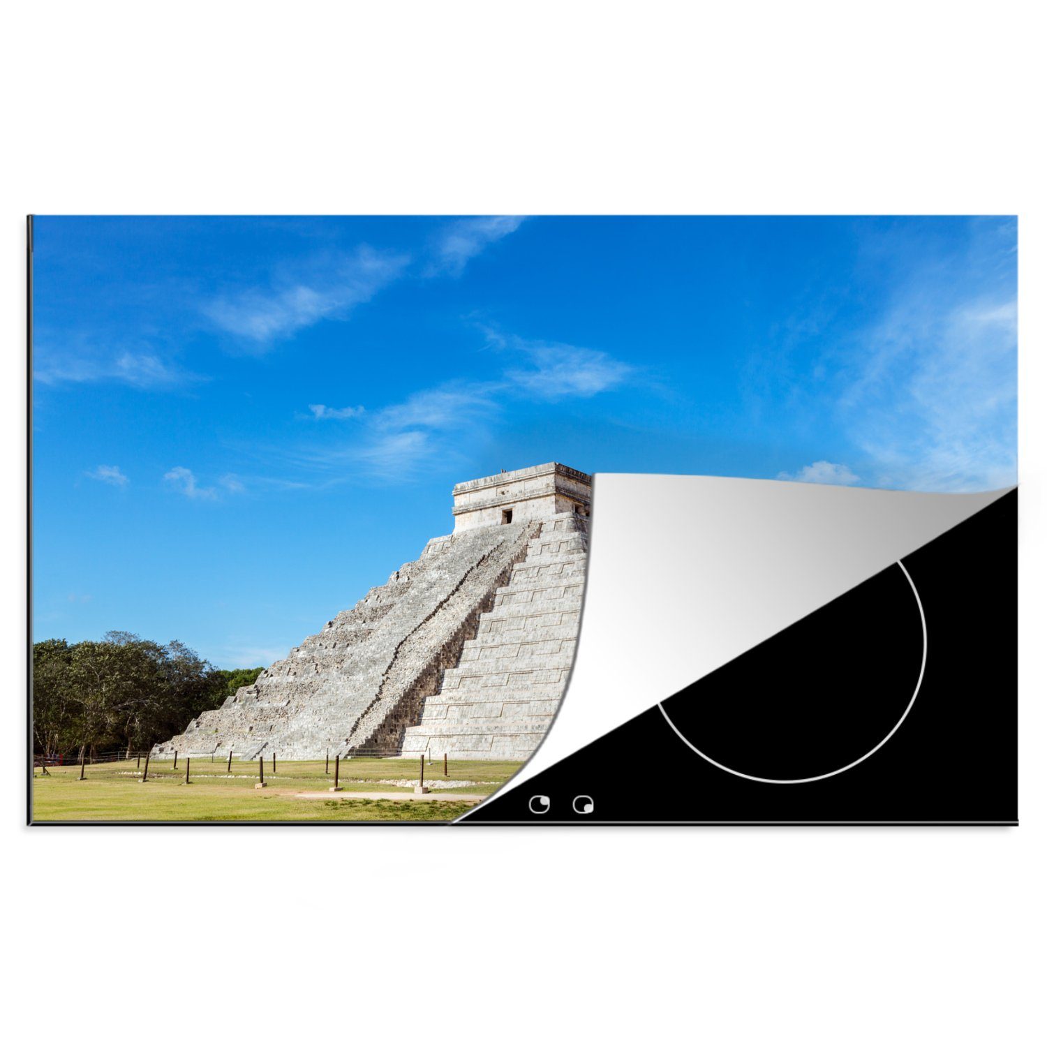 MuchoWow Herdblende-/Abdeckplatte Tempel des Kukulkan in Chichén Itzá in Mexiko, Vinyl, (1 tlg), 81x52 cm, Induktionskochfeld Schutz für die küche, Ceranfeldabdeckung