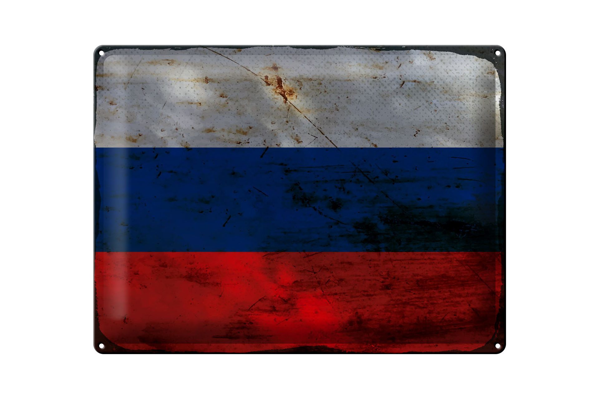 Femer GmbH Metallschild Flagge Russland 40x30cm Flag of Russia Rost, (1 St), gewölbte Oberfläche, abgerundete Ecken, umgeschlagene Kanten