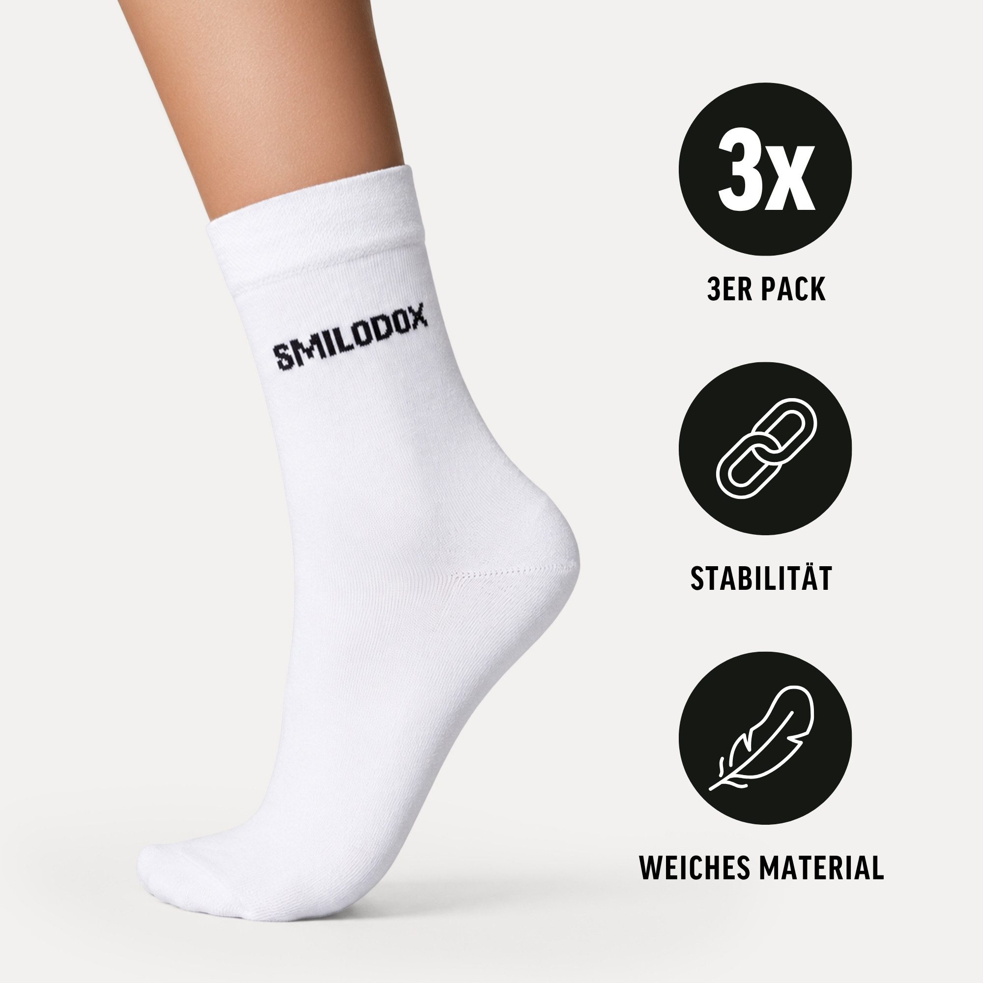 Smilodox Tennissocken 3er Pack, Business Socken Unisex, Komfort, Stretch, Alltag & Sport atmungsaktiv, formstabil, nahtarm, hautfreundlich