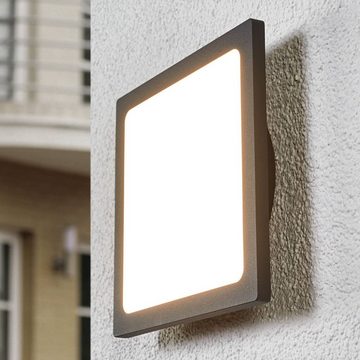 Lucande LED Außen-Deckenleuchte Mabella, LED-Leuchtmittel fest verbaut, warmweiß, Modern, Aluminium, Polycarbonat, dunkelgrau, weiß, 1 flammig, inkl.