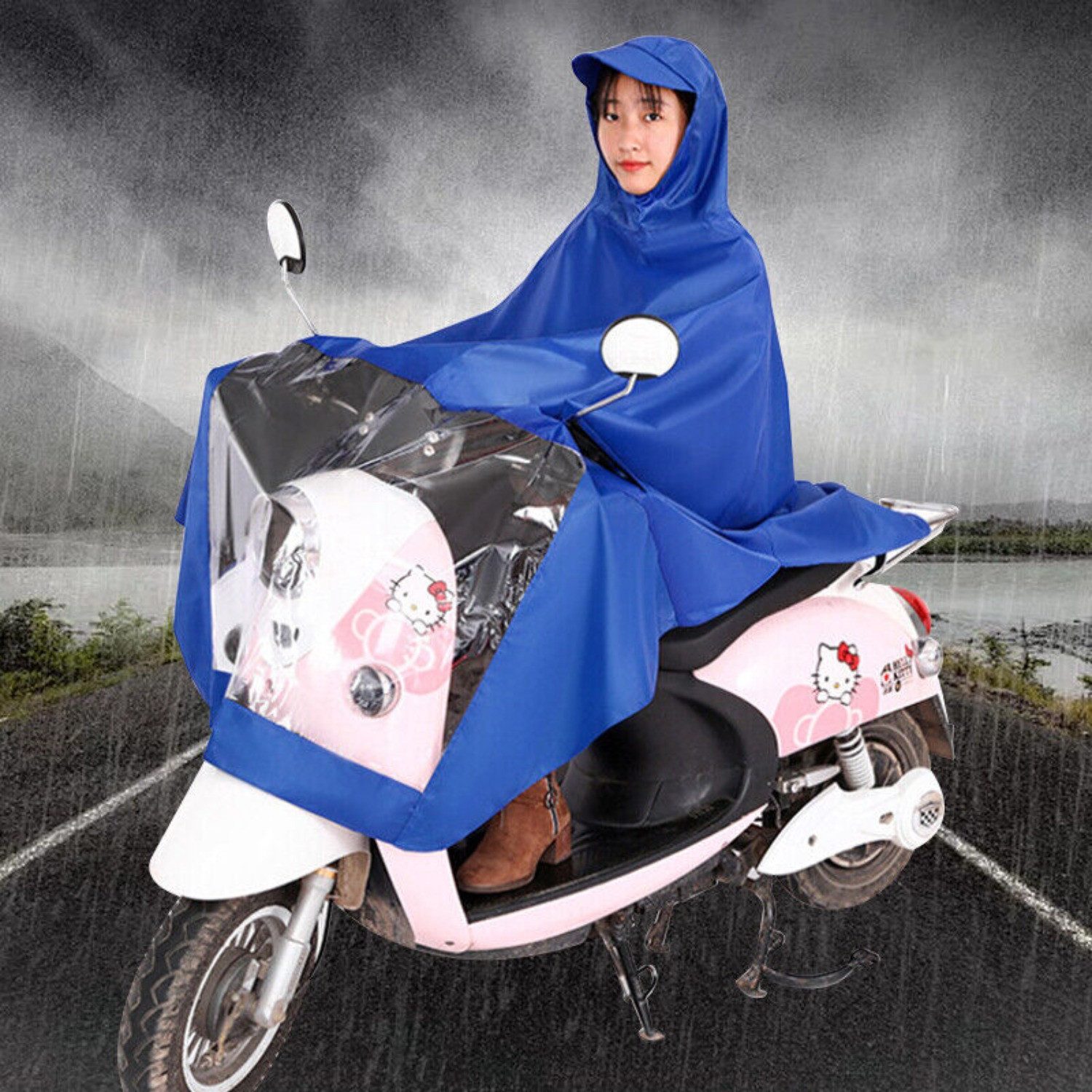 ibettertec Regenjacke Regenmantel, Wandern, Angeln, Radfahren, Reisen (Spar-Set, 1-St., 1 x faltbarer Regenponcho mit Aufbewahrungstasche) Wiederverwendbar, Mit Kapuze, Mit Taschen