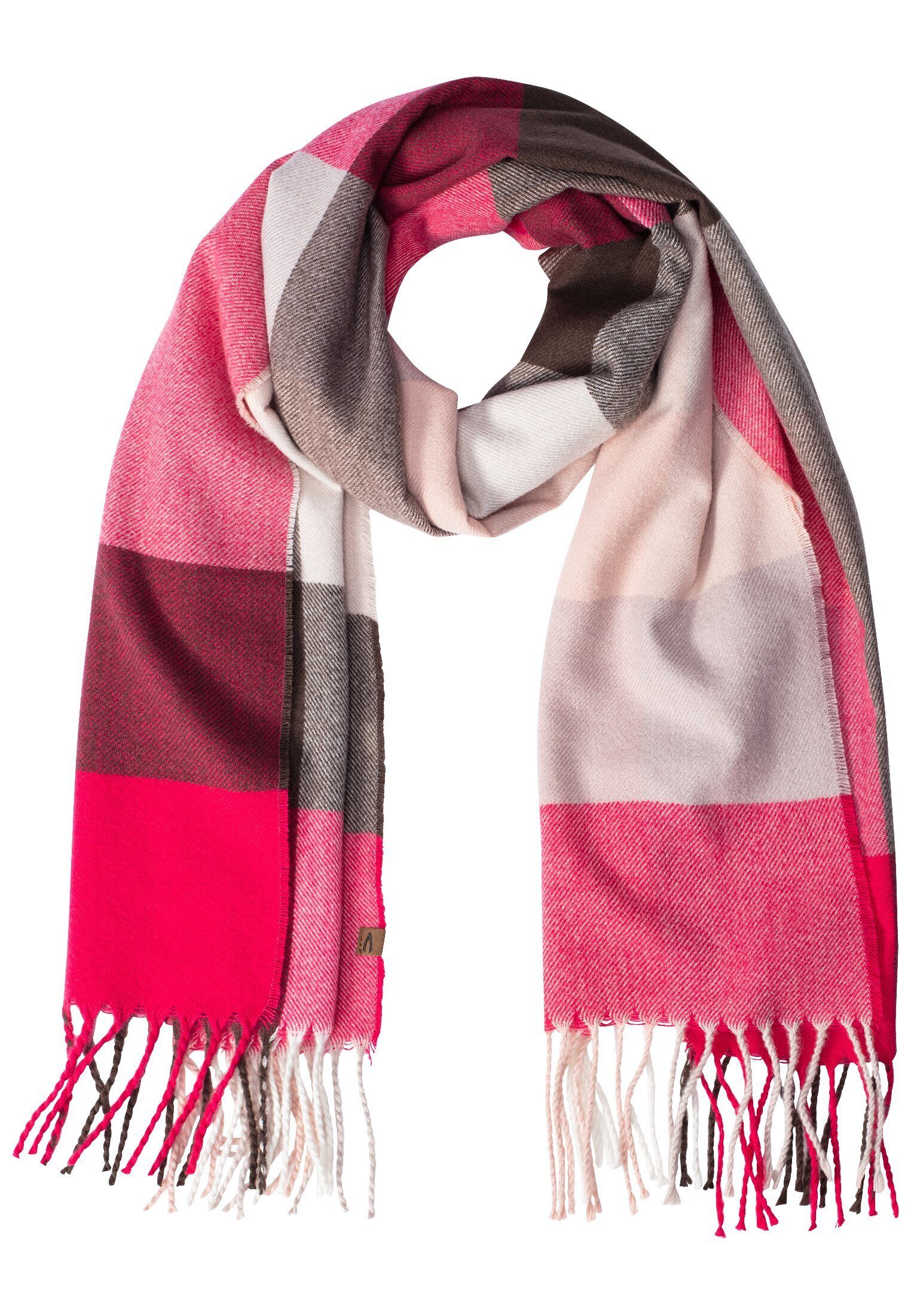 Muster kariertem Modeschal Pink-Grau mit active camel