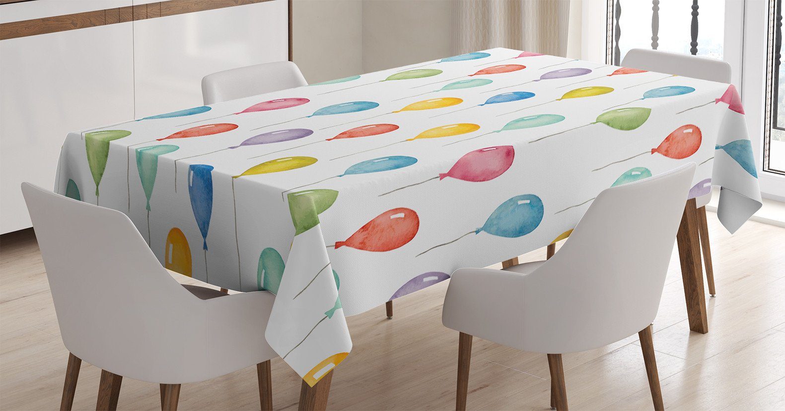 Abakuhaus Tischdecke Waschbar Bereich Ballone Für geeignet Kids Farbfest Klare Bunte Außen Farben, den