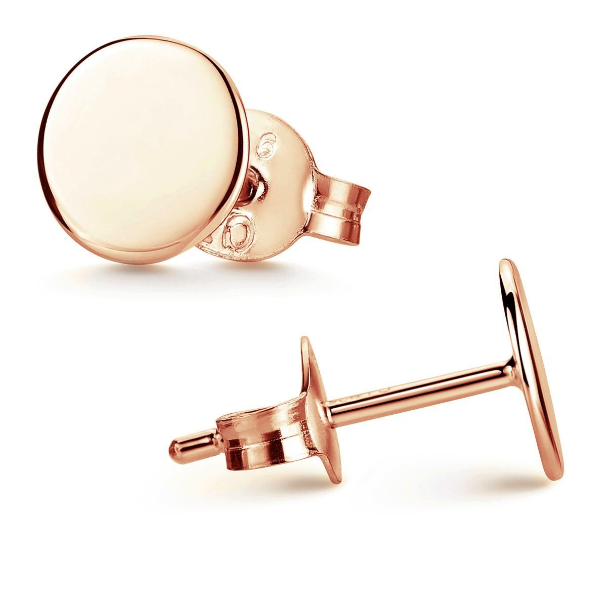 Materia Paar Ohrstecker Plättchen Basic Rosegold Ohrringe klein 3-7mm SO-259, Sterlingsilber, rosevergoldet