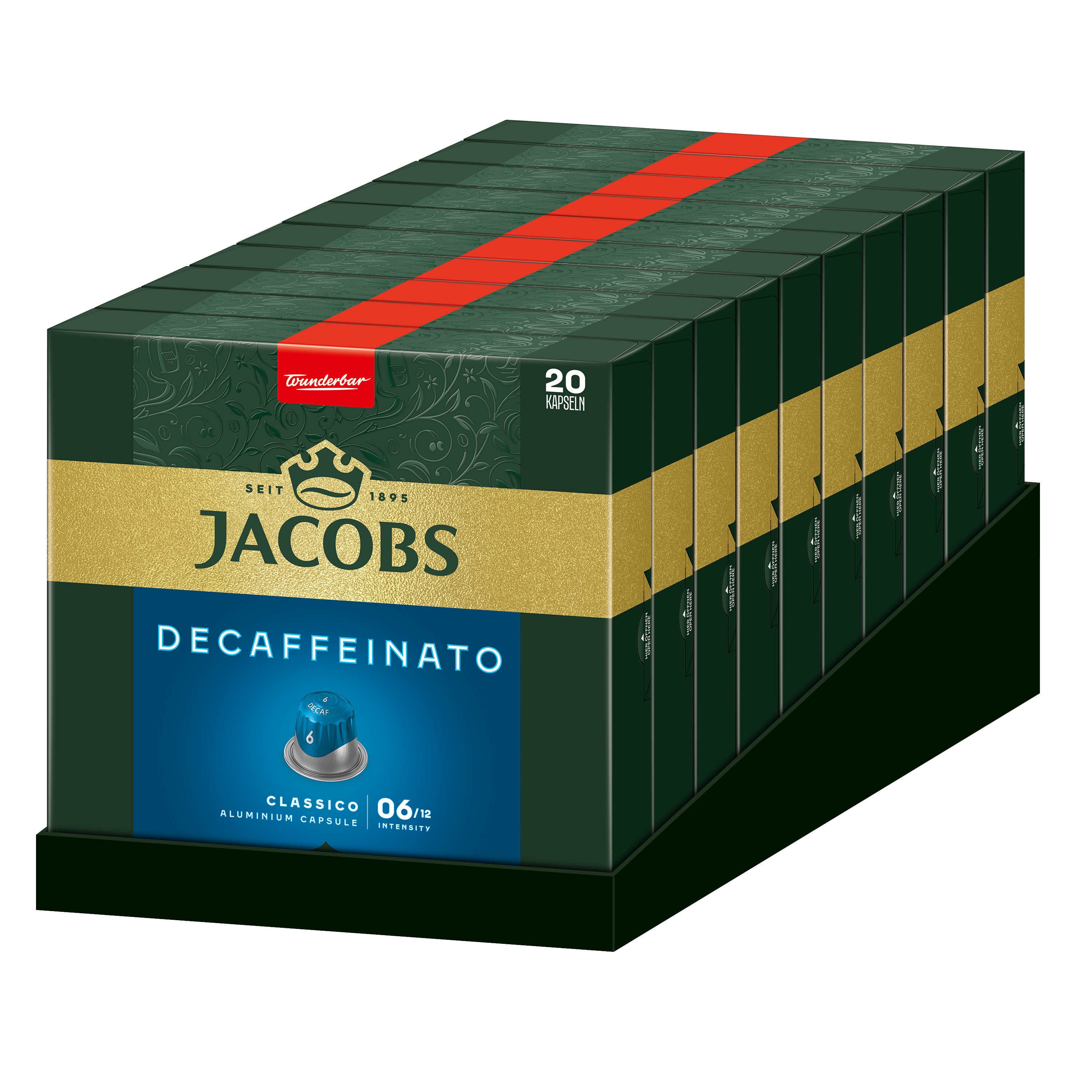 JACOBS Kaffee Decaffeinato Classico 6 entkoffeiniert 200 Nespresso®* kompatibel, (Packung, 10er Pack)