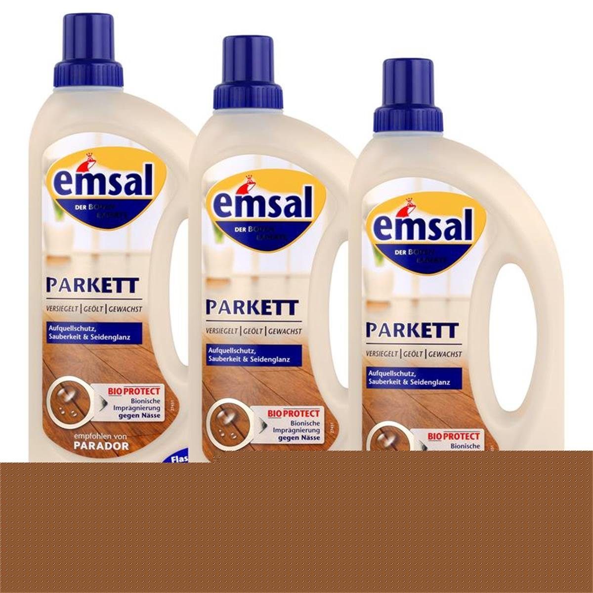 emsal emsal Boden-Pflege Parkett 1 Liter mit Bioprotect Imprägnierung (3er P Fussbodenreiniger