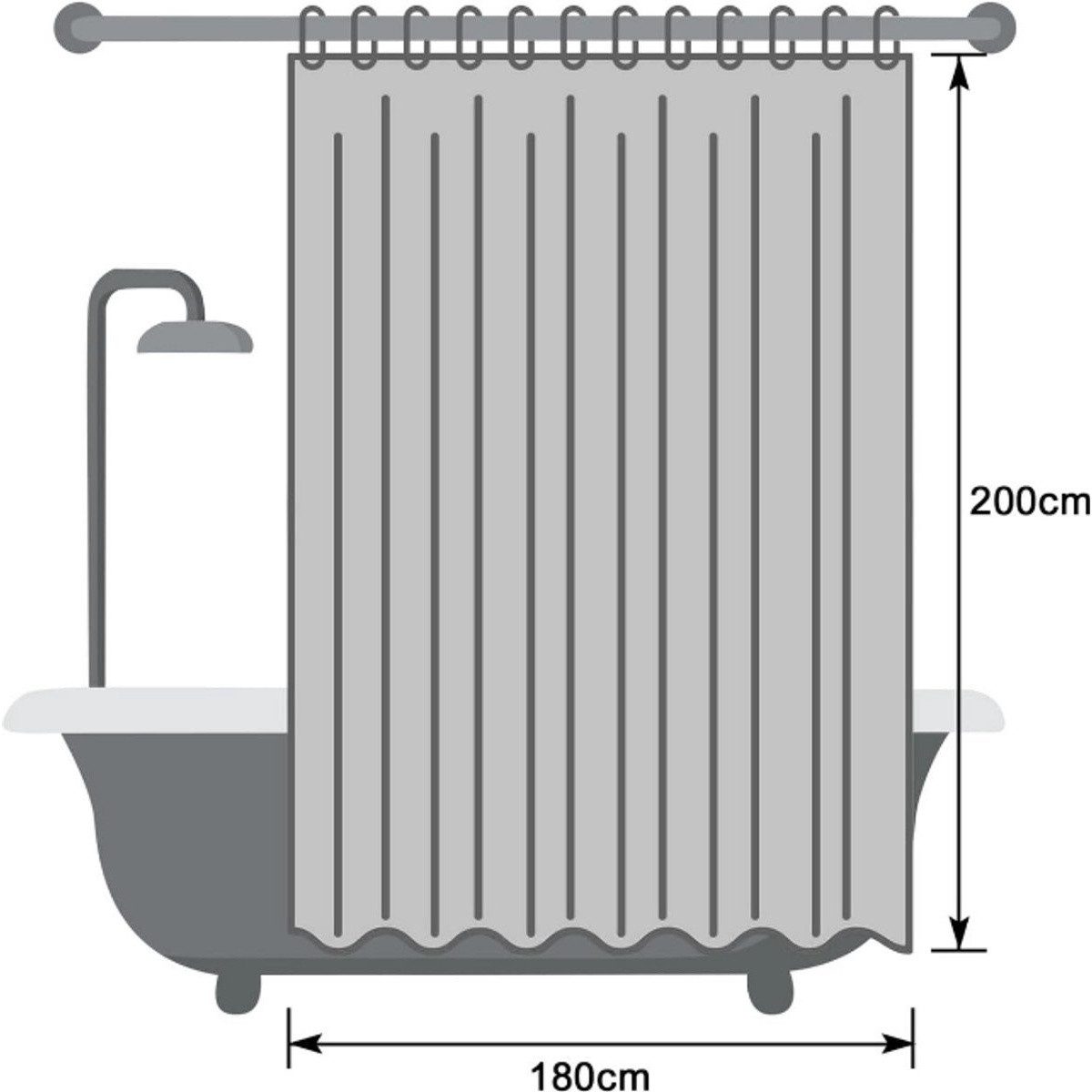 Kraftverdia Duschvorhang Leinen-Look Duschvorhang 180x200cm – Wasserdicht & Waschbar – Bild 5 von 5