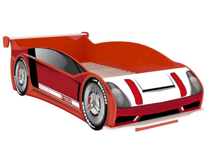 Interdesign24 Autobett Formel Racer (inkl. Lattenrost in verschiedenen Ausführungen) in Rot/Weiss