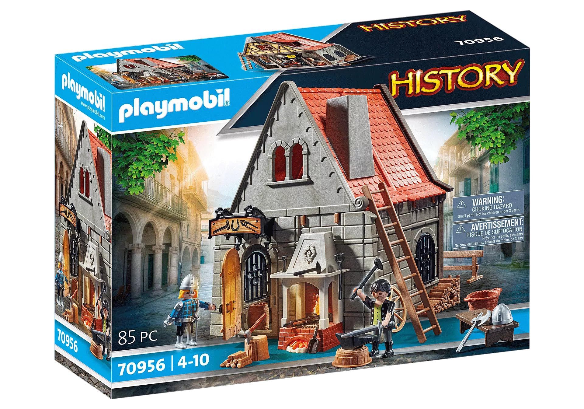 Playmobil® Spielwelt History Historische Schmiede 70956, (85-tlg), PLAYMOBIL History Spielset