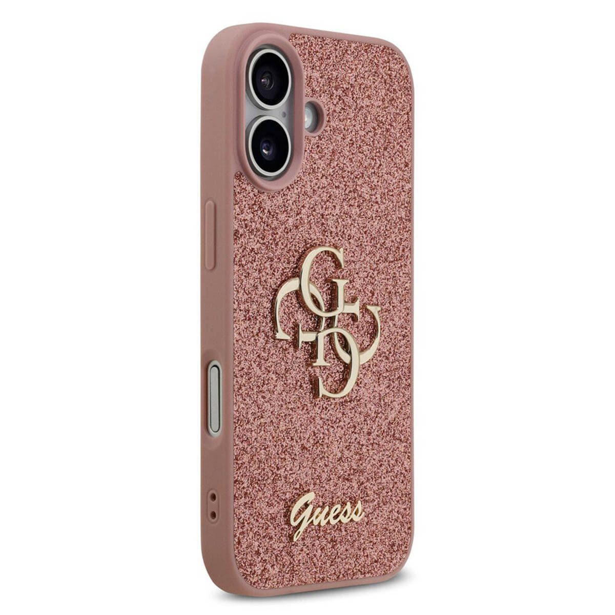 Guess Backcover Guess 4G Metal Logo Back Cover mit Glitter Apple iPhone 17 - Rosa – Bild 4 von 4