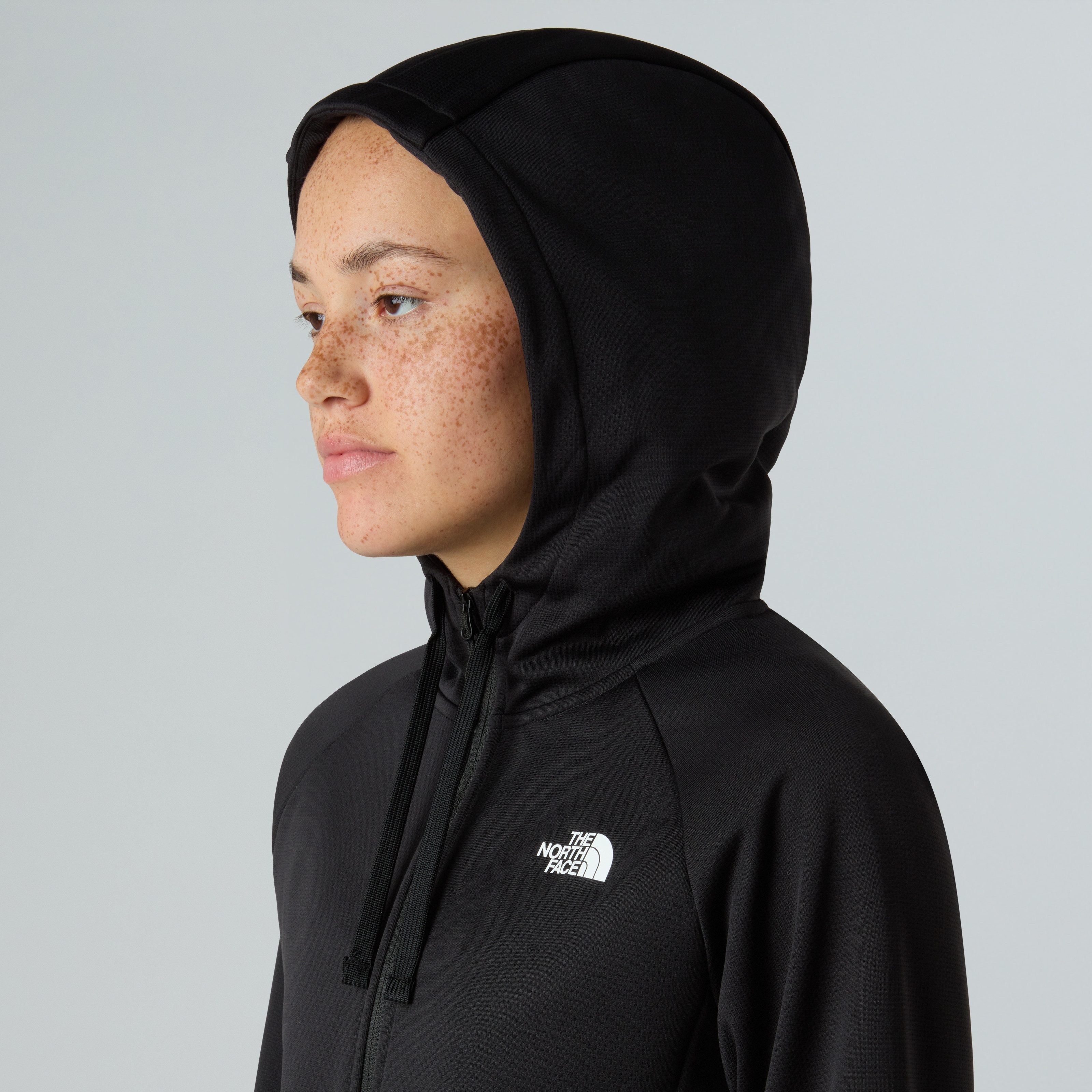 The North Face Fleecejacke W REAXION 2.0 HOODED FULL ZIP JACKET sportlicher Stil, mit Kapuze und Kordelzug, mit Eingrifftaschen