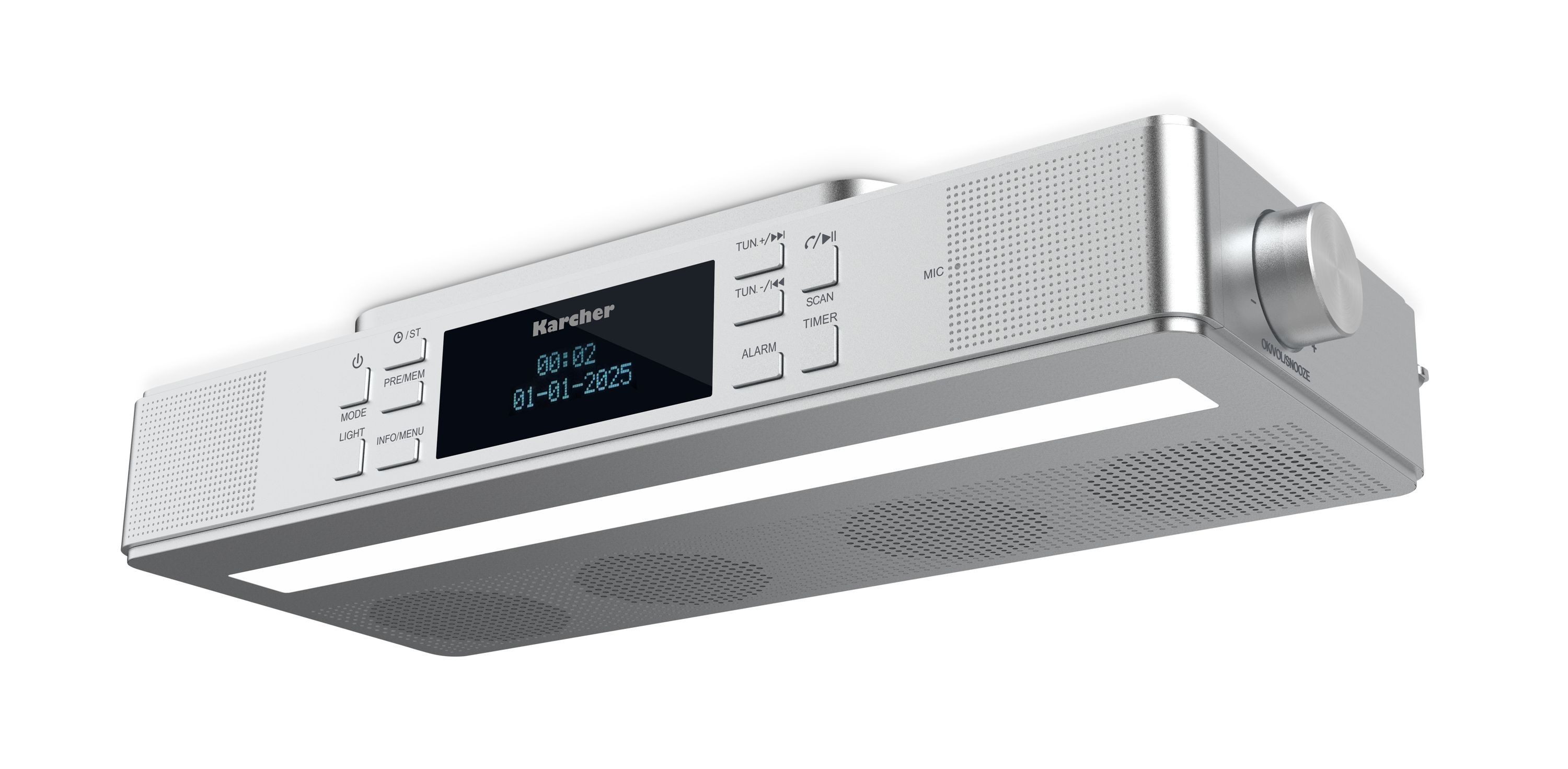 Karcher RA 2038D-S Küchen-Radio (DAB+, UKW (FM), 6 W, Unterbauradio mit DAB+ / UKW-Radio, Bluetooth, Leuchte & Timer)