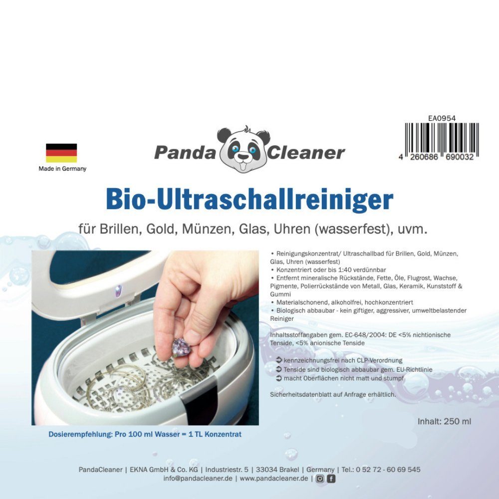 PandaCleaner Bio-Ultraschallreiniger - Konzentrat für Ultraschallbad Reinigungskonzentrat (1-St. 250ml Ultraschallreiniger für Alles)