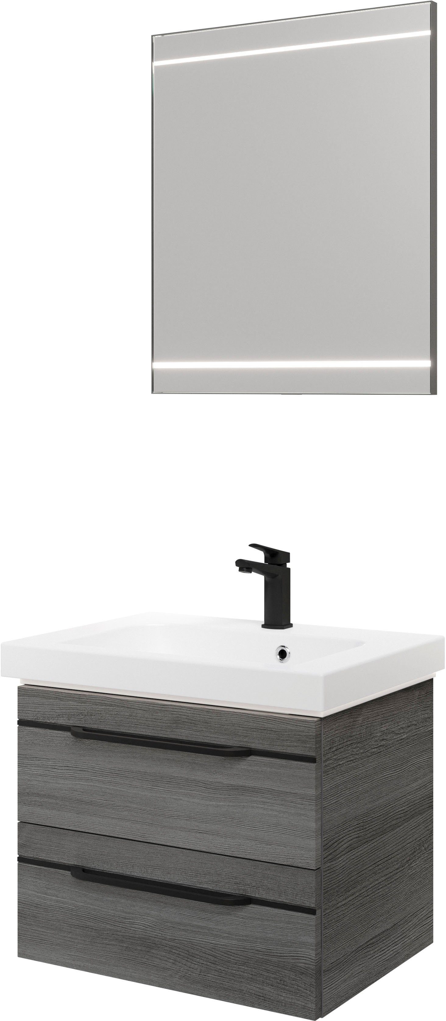 PELIPAL Badmöbel-Set Balto, (3-St), 64,4 cm mit LED-Spiegel,  Mineralmarmor-Waschtisch und 2 Auszüge, Montiert - Lieferung an den  gewünschten Aufstellort in deinem Zuhause | Spiegelschränke