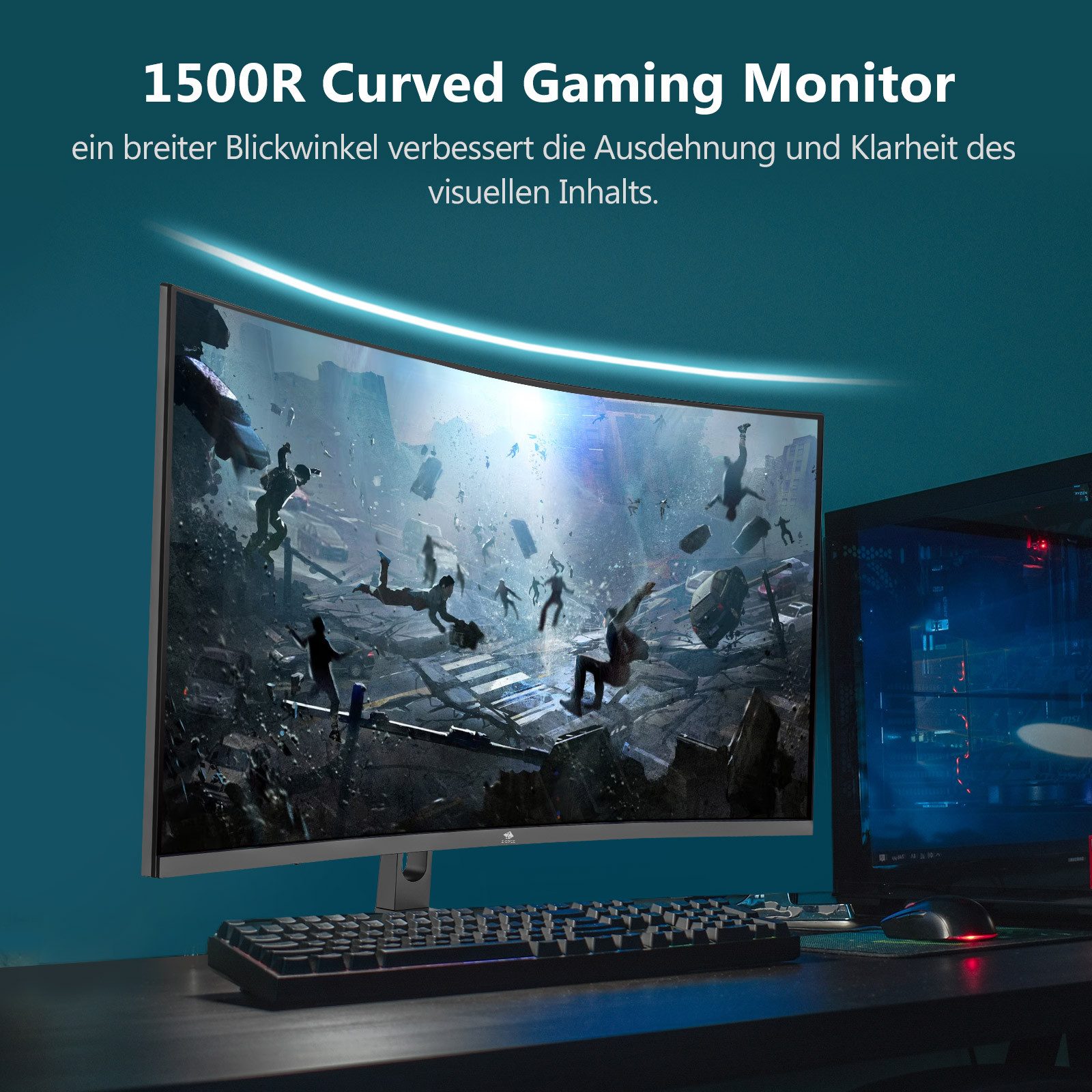 Z-EDGE LED Curved-Gaming-Monitor (80 cm/32 ", QHD 2560x1440 px, QHD, 1 ms Reaktionszeit, 165 Hz, LCD)