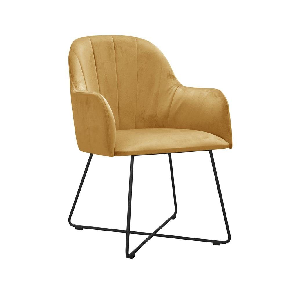 JVmoebel Stuhl, Moderne Lehnstühle Gruppe Set 8 Stühle Garnitur Turkis Polster Armlehne Design Gelb