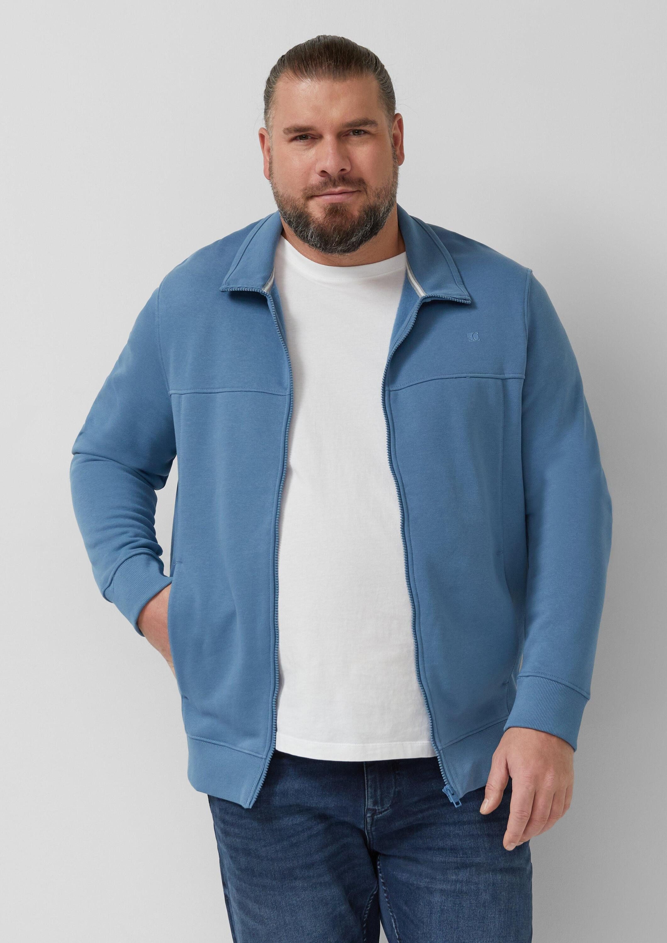 s.Oliver Sweatjacke Sweatshirt Jacke Sweatshirt-Jacke mit Stehkragen und Eingrifftaschen