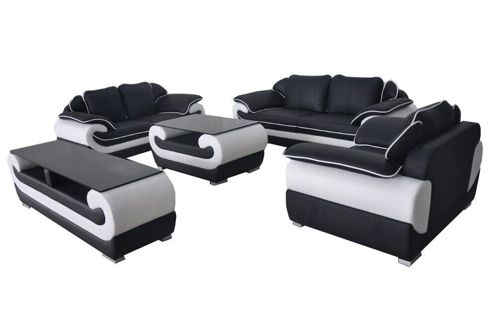 (5-St) Sitz Garnitur Wohnzimmer-Set Sessel Couch 5 JVmoebel Sofagarnitur rtv tlg. 321 Sofa+USB, Tisch
