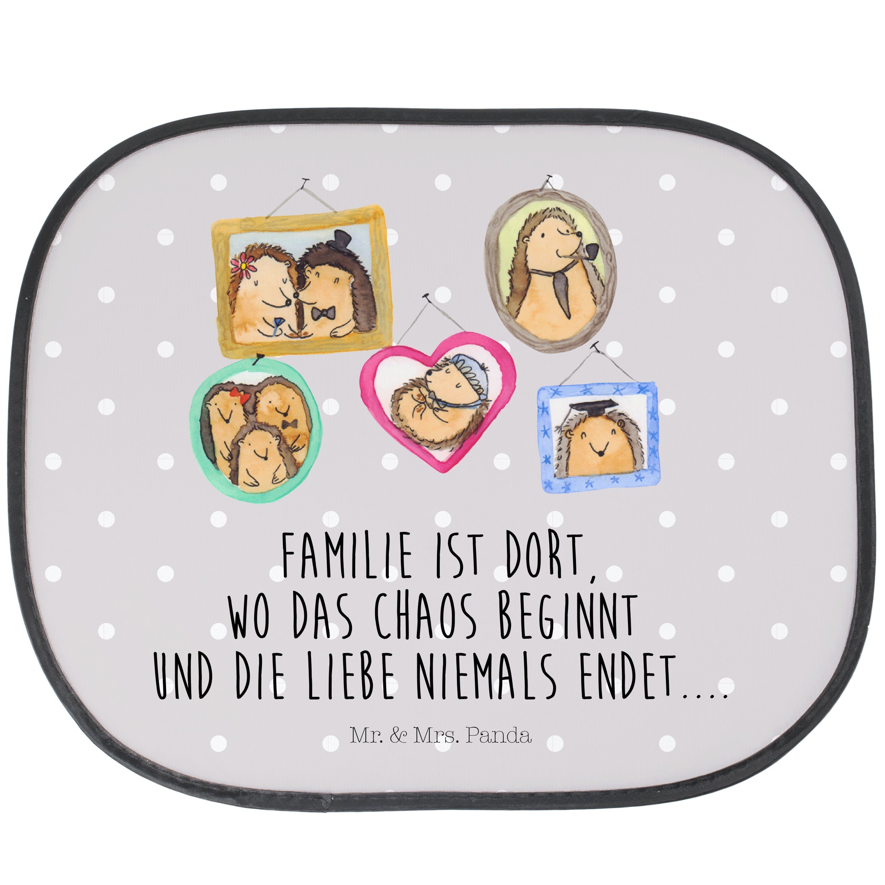 Sonnenschutz Igel Familie - Grau Pastell - Geschenk, Sonnenschutz Kinder, Familien, Mr. & Mrs. Panda, Seidenmatt