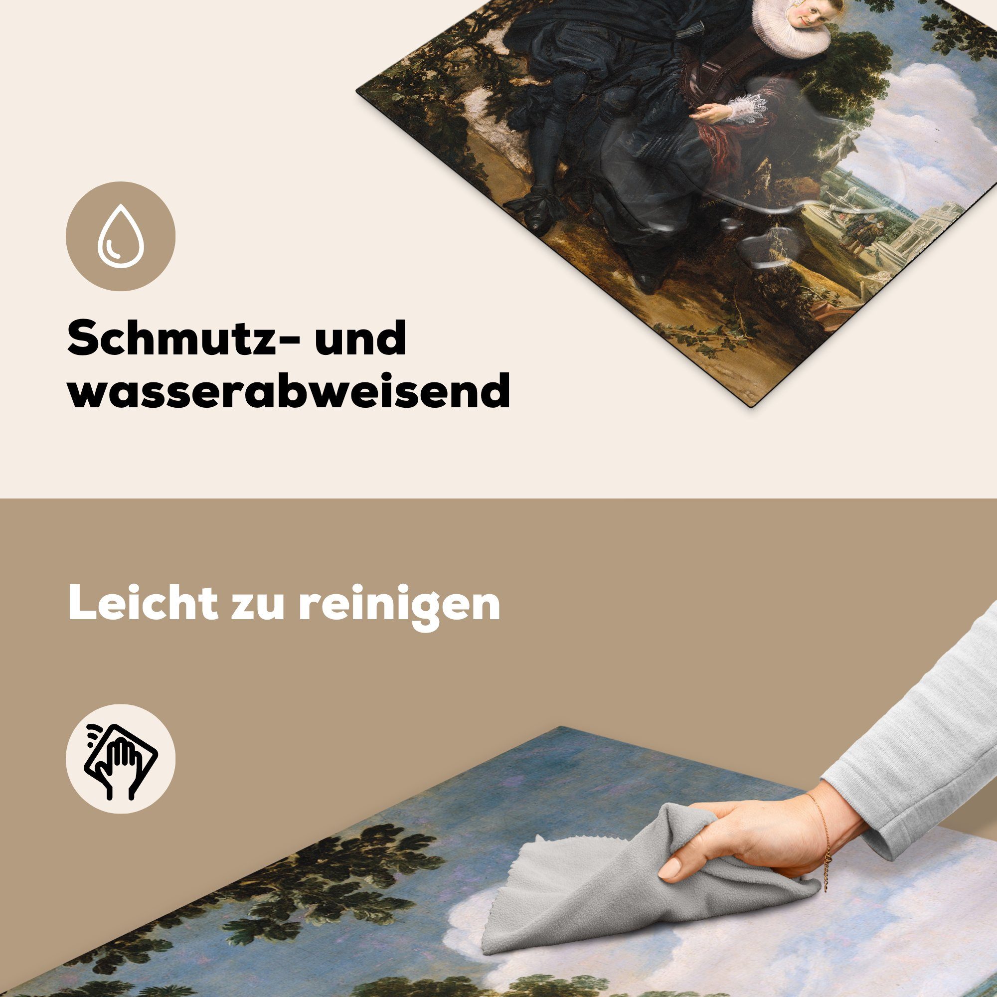 Frans Mobile Paares Herdblende-/Abdeckplatte (1 60x52 tlg), Porträt cm, Hals, Arbeitsfläche eines Vinyl, nutzbar, - MuchoWow Ceranfeldabdeckung