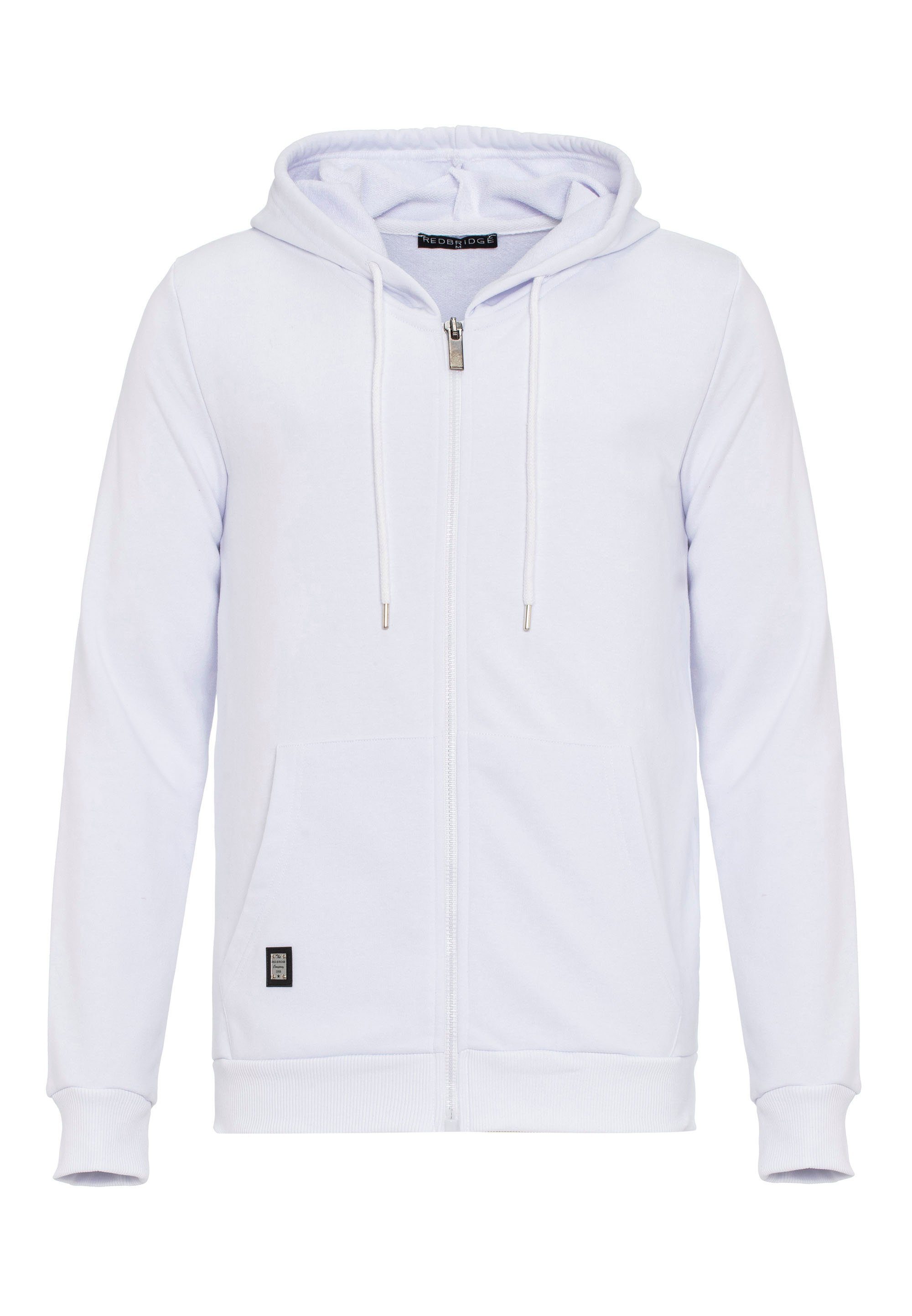 modisch RedBridge Weiß Logopatch Premium mit vielseitig, Kapuzensweatjacke Sweater