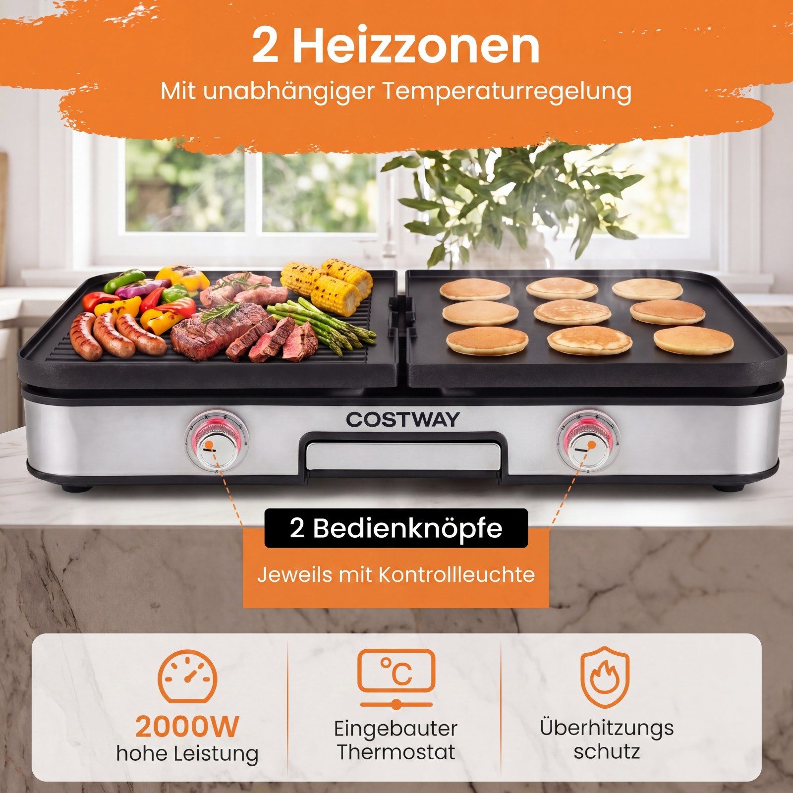 COSTWAY Tischgrill, 2000 W