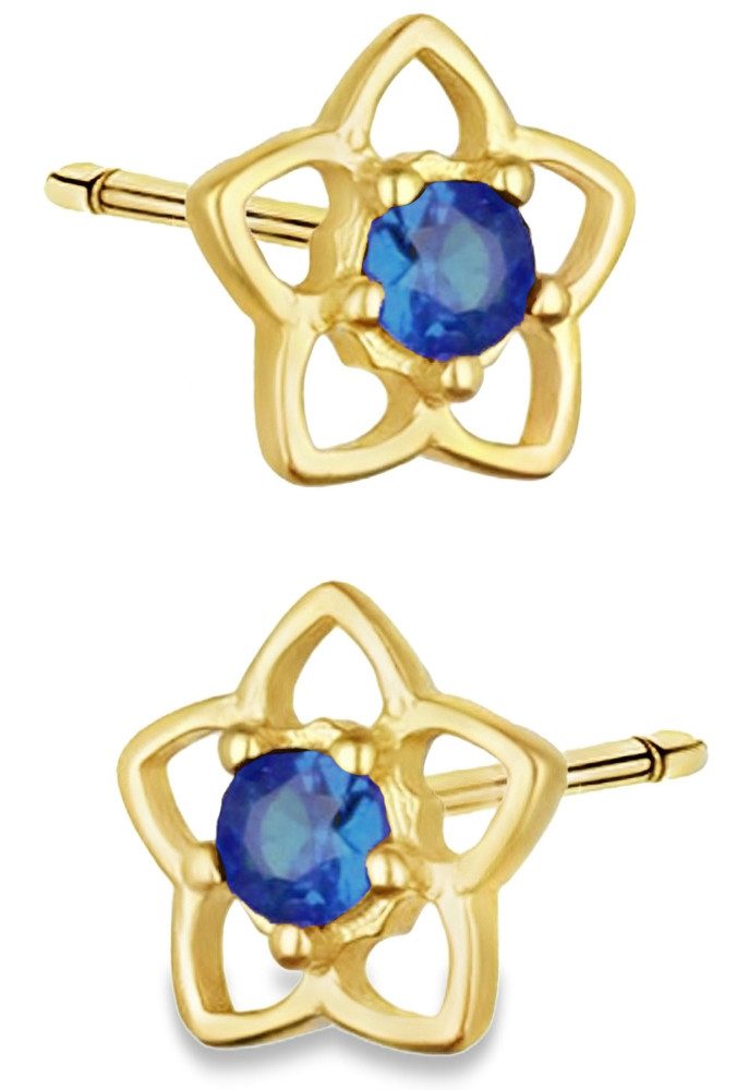 Paar Ohrstecker 925 Silber Blumen blau gold Schmuck für Damen Frauen Ehefrau Ohrringe