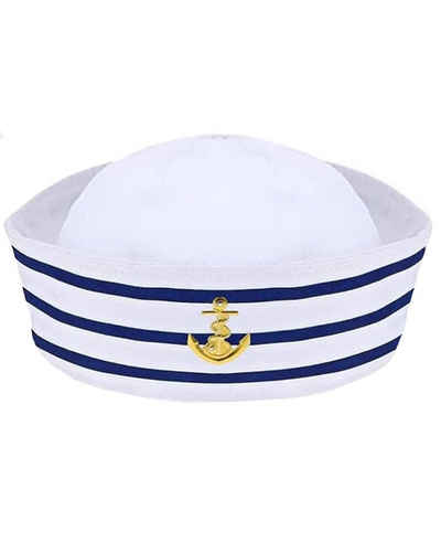 Das Kostümland Kostüm Matrosen Sailor Mütze mit Anker - 414000, Weiß Bl