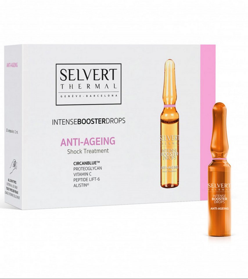 Selvert Thermal Anti-Falten-Serum Anti-Aging Booster Ampullen, Circanblue, Vitamin C, Peptide -10er Pack, Mit Circanblue und Vitamin C, Shock Treatment, neue Formel