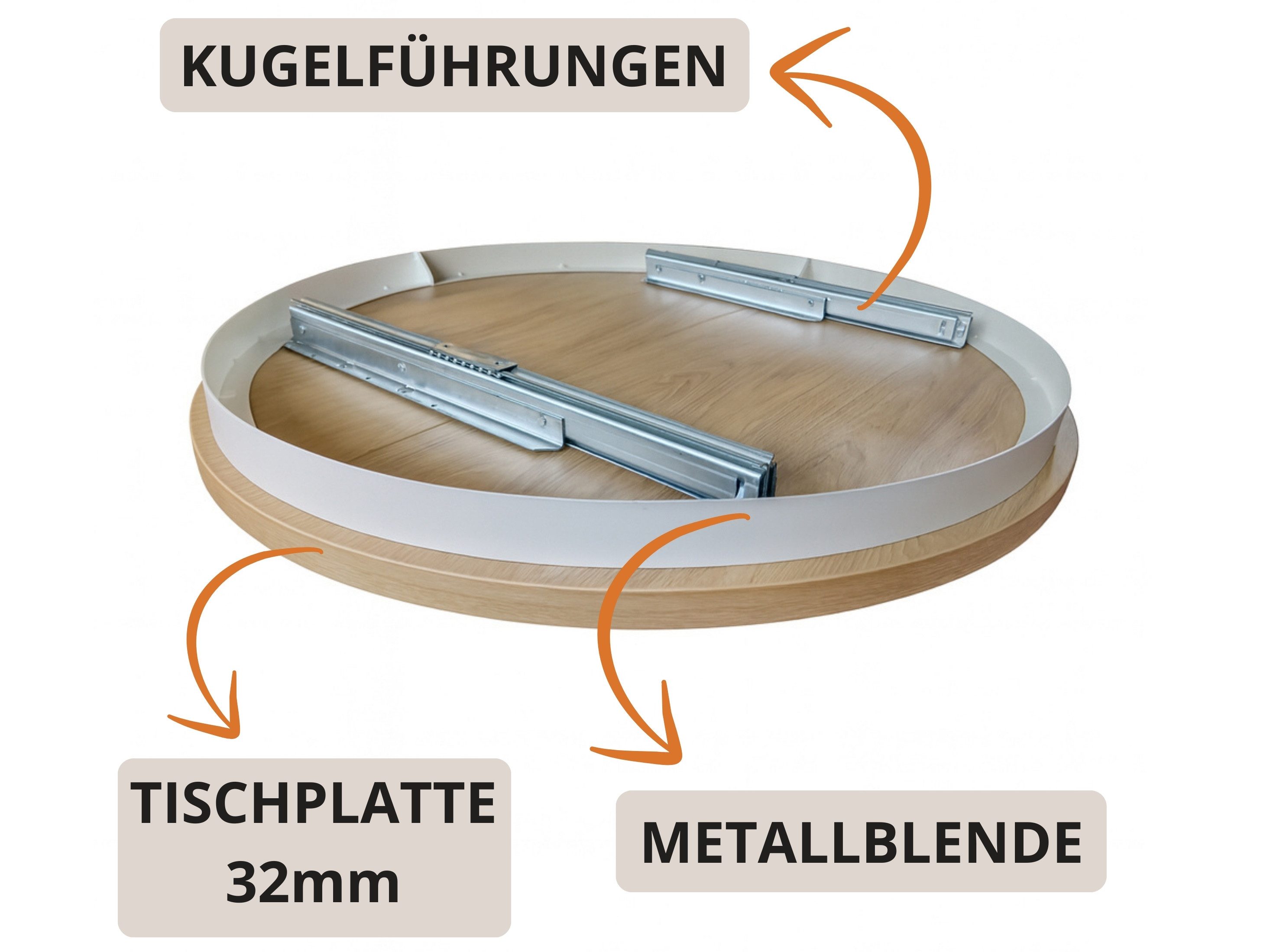 Beautysofa Esstisch Lumi im Loft-Stil, ausziehbar Ø 100–180 cm (hitze- und verfärbung beständig, Metallbeinen), verschiedene Farben – Bild 4 von 5
