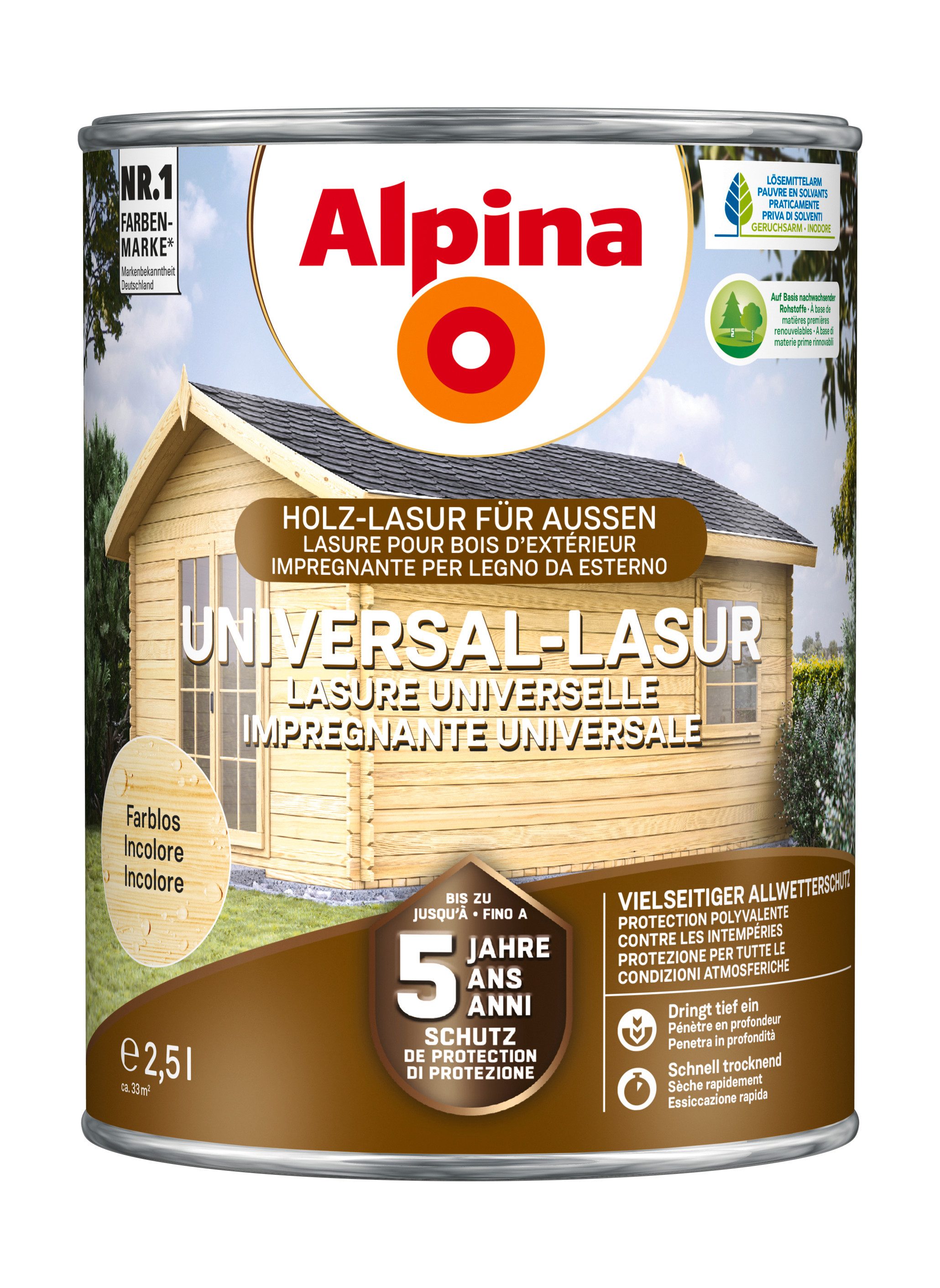 Alpina Lasur Universal-Lasur 2,5 Liter seidenmatt