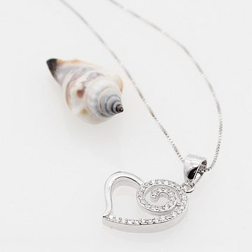 ELLAWIL Kette mit Anhänger Silberkette Herzkette Kette mit Herz Anhänger Damen Zirkonia Halskette (Kettenlänge 45 cm, Sterling Silber 925), inklusive Geschenkschachtel