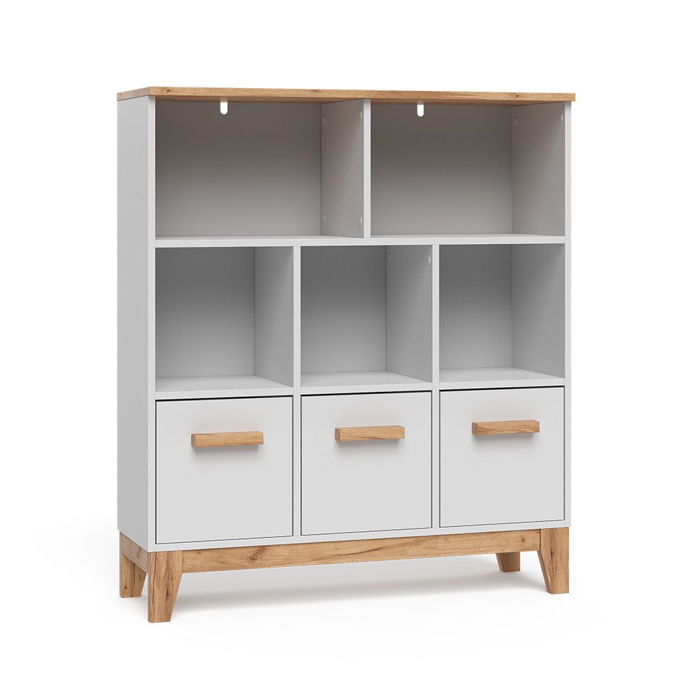 VitaliSpa® Bücherregal Malia, Weiß/Artisan/Weiß, 98.4 x 113.4 cm