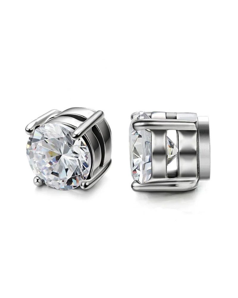 Karisma Schmuck Paar Ohrstecker 1 Paar Ohrstecker Edelstahl Hip Hop/Iced Out Ohrringe Unisex 6 und 8mm, Kein Piercing