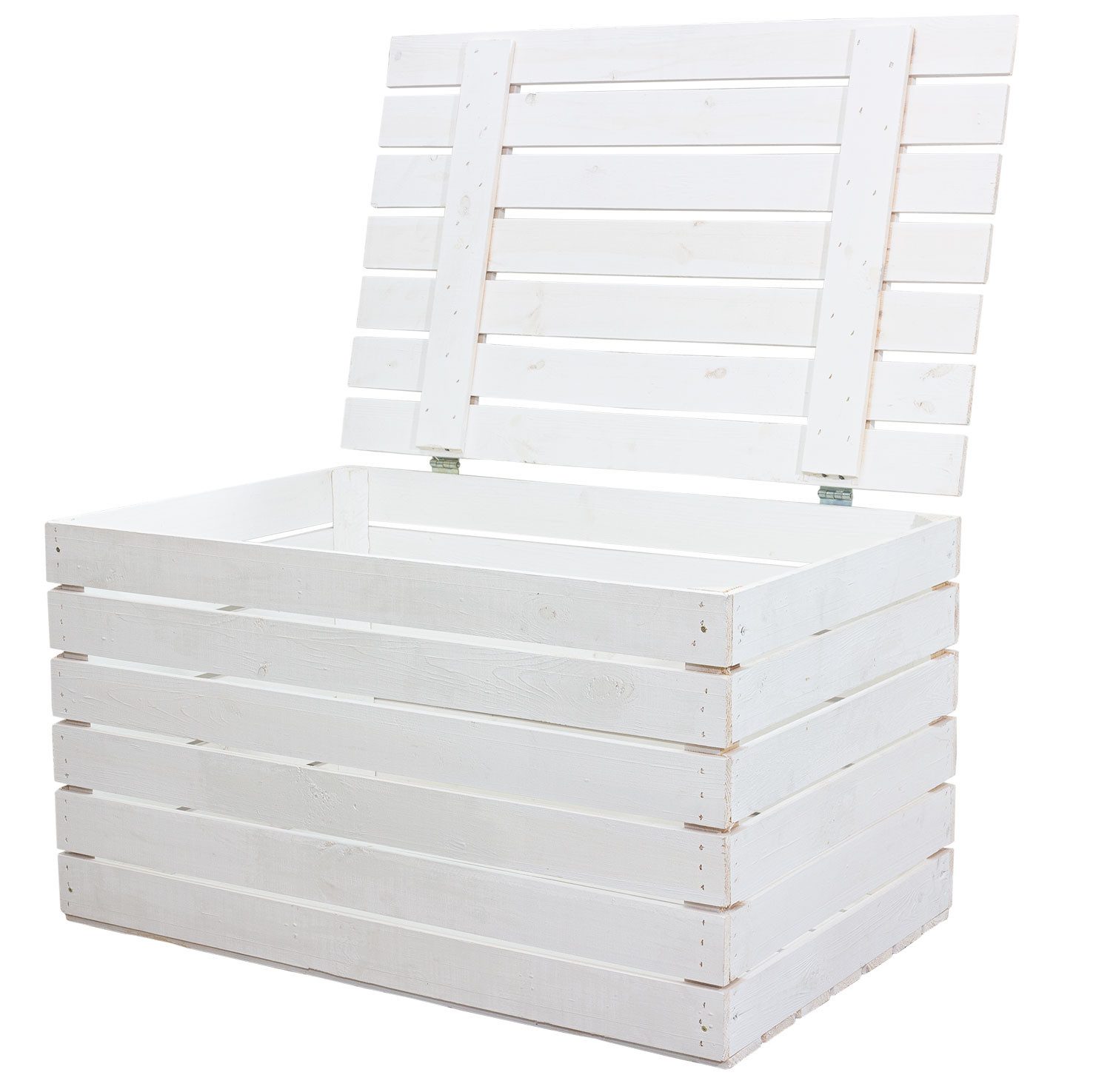 Kistenkolli Altes Land Allzweckkiste Grosse Holztruhe 80er weiss mit Deckel 80x50x39cm