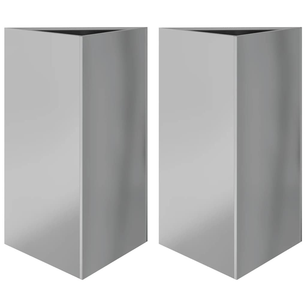 vidaXL Blumentopf Pflanzkübel 2 Stk. Dreieckig 50x43x75 cm Verzinkter Stahl (2 St)
