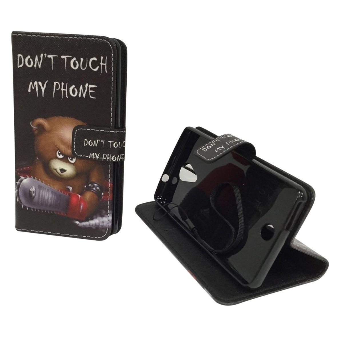 König Design Handyhülle Wiko Tommy, Wiko Tommy Handyhülle Bookcover Schwarz