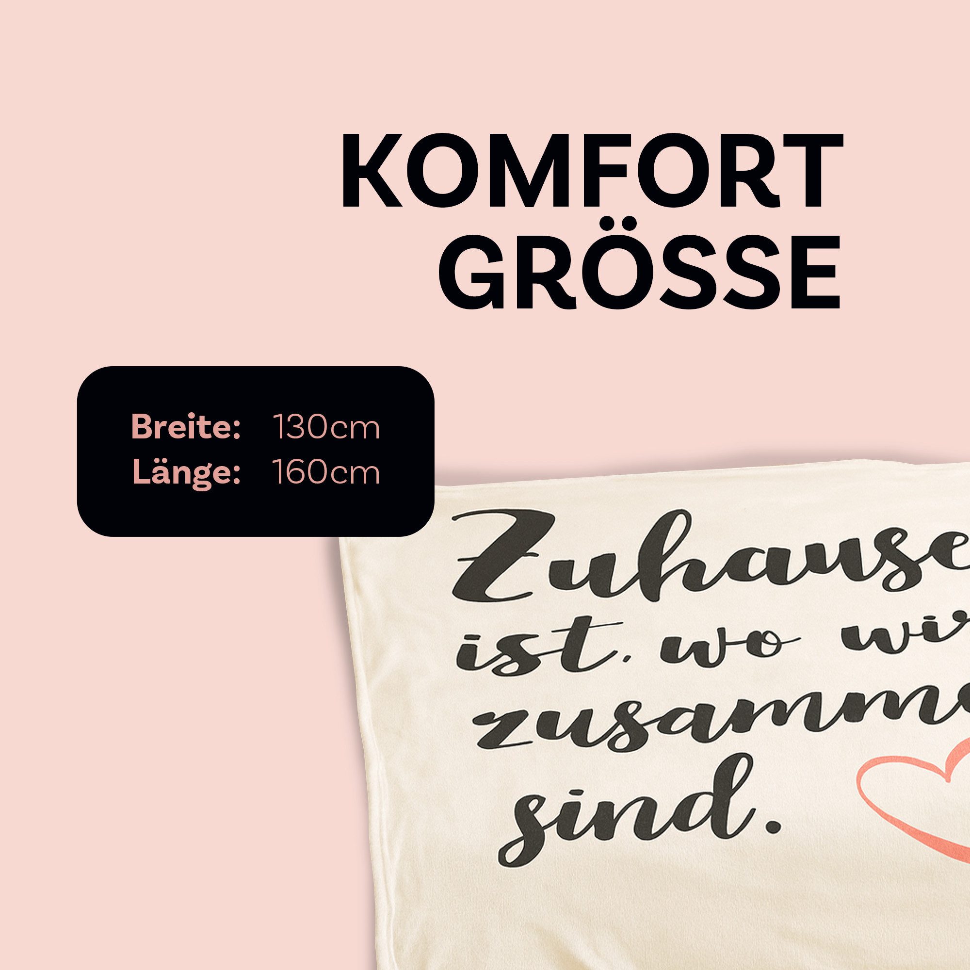 Wohndecke Flanell mit Spruch "Zuhause", Bestlivings, 130x160cm, flauschig, günstig online kaufen