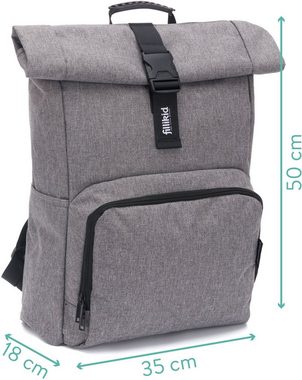 Fillikid Wickelrucksack Tokio, grau melange, mit Wickelauflage und Volumenerweiterung