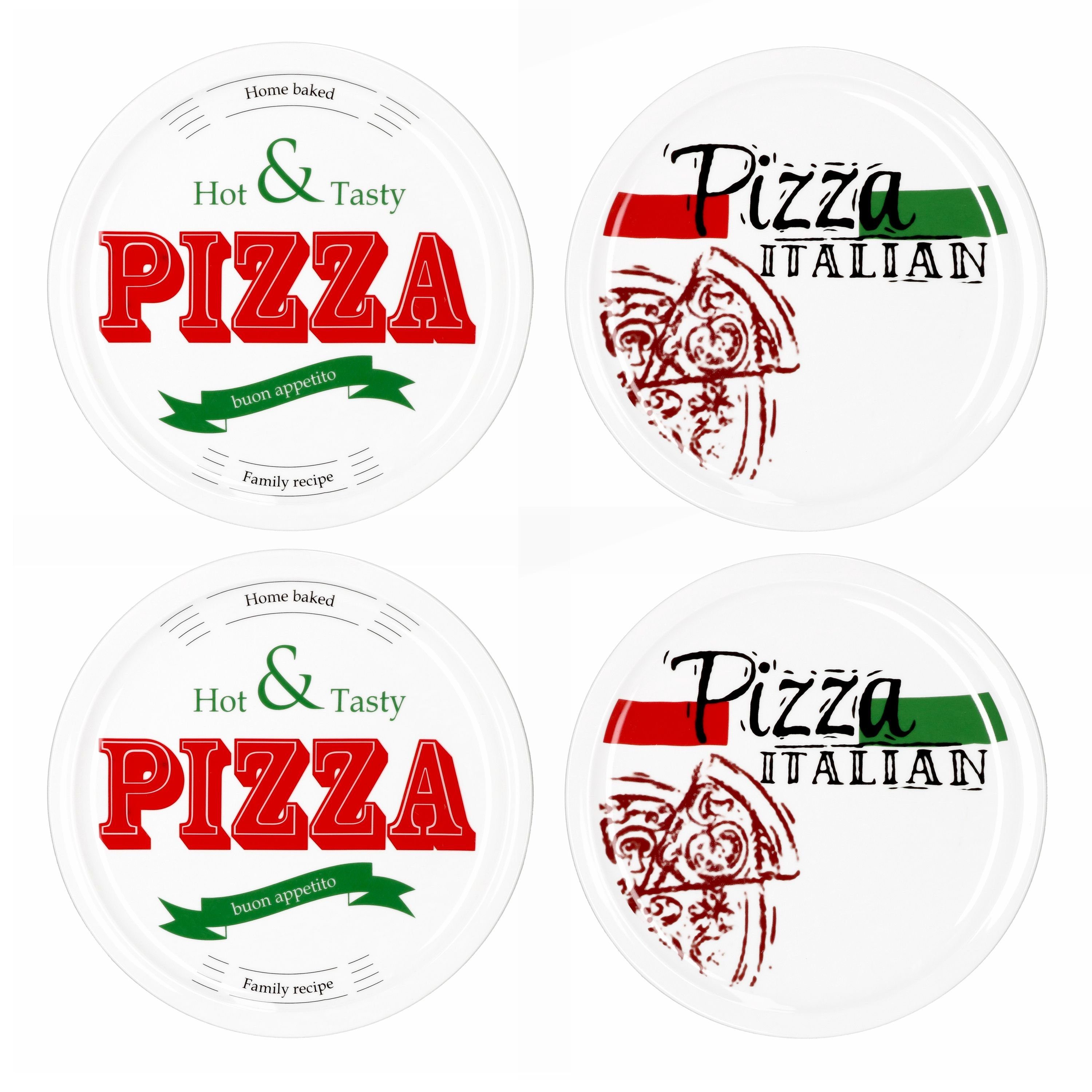 Pizzateller 4er Set Pizzateller 2x Hot & Tasty + 2x Pizza Italian 28cm