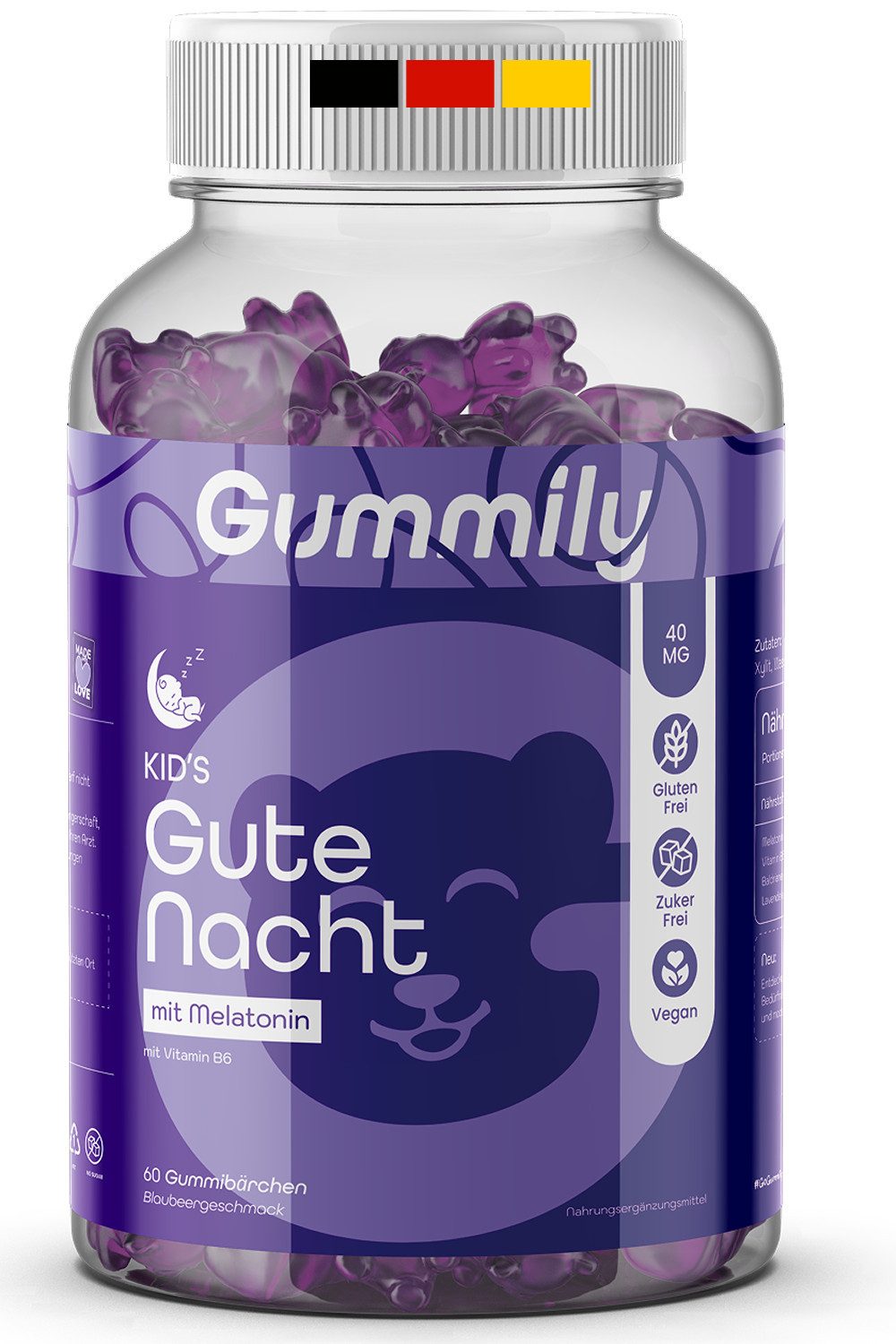 Gummily® Schlaf Melatonin Gummibärchen - 0.5 mg Melatonin für kinder Gummibärchen, 180 g