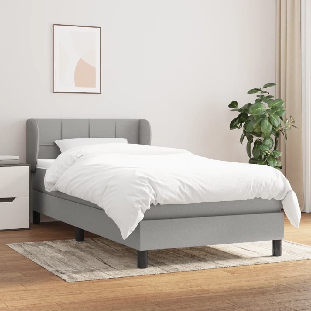 vidaXL Boxspringbett Boxspringbett mit Matratze Hellgrau 90x200 cm Stoff Be günstig online kaufen