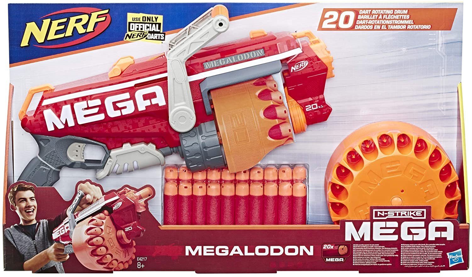 Nerf Wasserpistole »Hasbro Megalodon Spielzeug Nerf Pistole N-Strike Mega  Blaster mit 20 Nerf Mega Munition« (Spar-Set)
