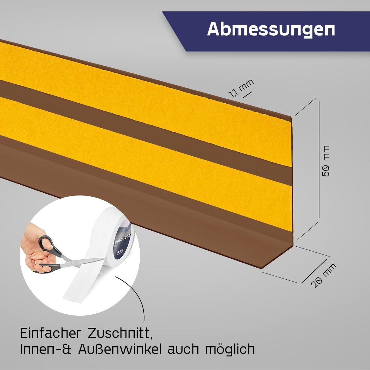 HOLZBRINK Sockelleiste HOLZBRINK selbstklebend PVC 50x20mm, 1 m, L: 100 cm, günstig online kaufen
