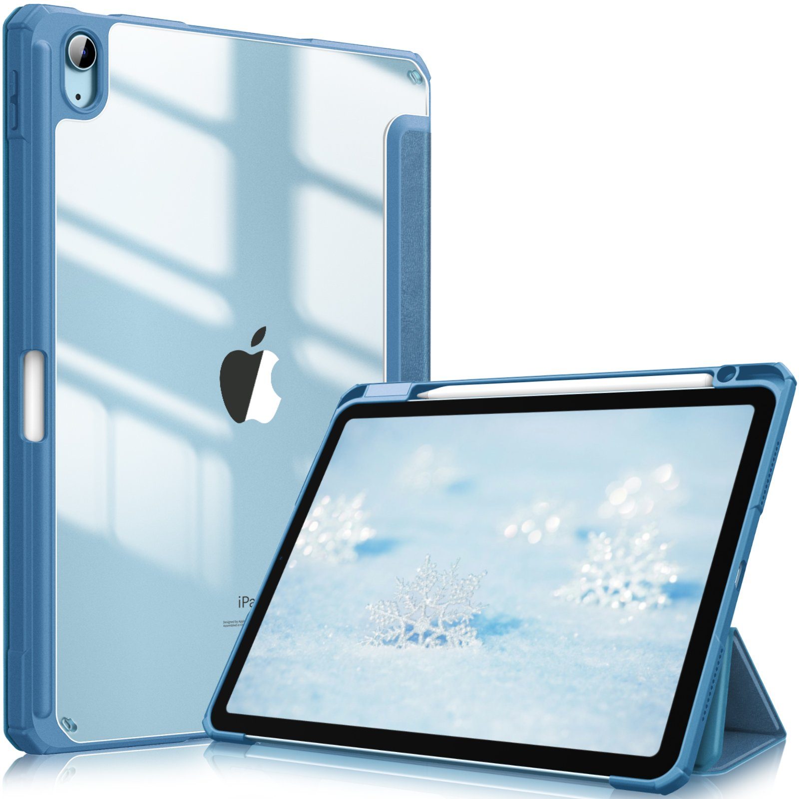 Fintie Tablet-Hülle für iPad Air 11'' M4/M3/M2(2026/2025/2024), iPad Air 5/4 Gen 2022/2020 10.9 Zoll, mit Stifthalter, Hülle mit transparenter Hartschale auf der Rückseite