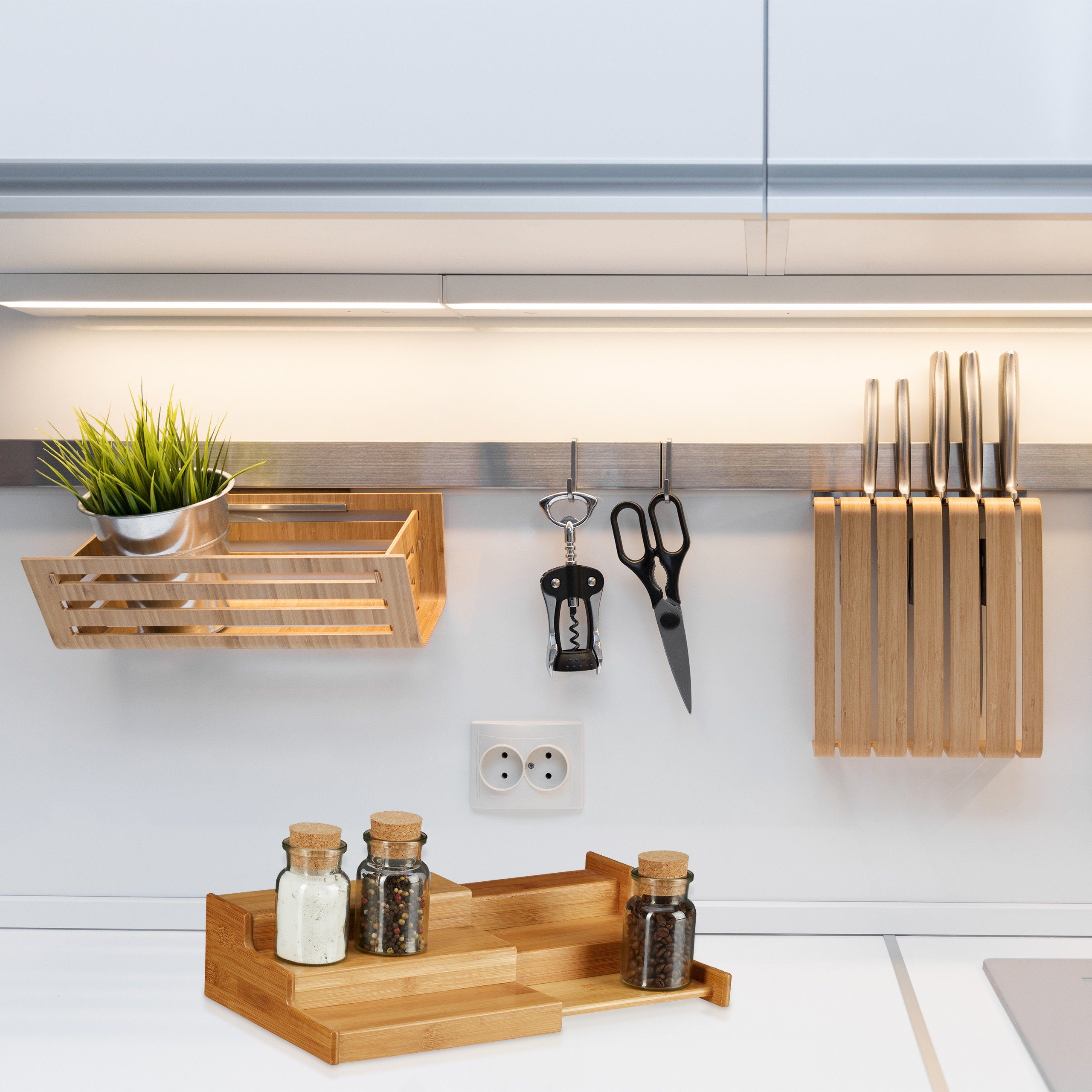 relaxdays Gewürzregal Bambus Gewürzregal ausziehbar 3 günstig online kaufen