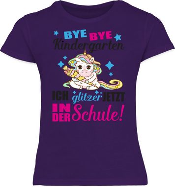 Shirtracer T-Shirt Ich glitzer jetzt in der Schule Einhorn Einschulung Mädchen