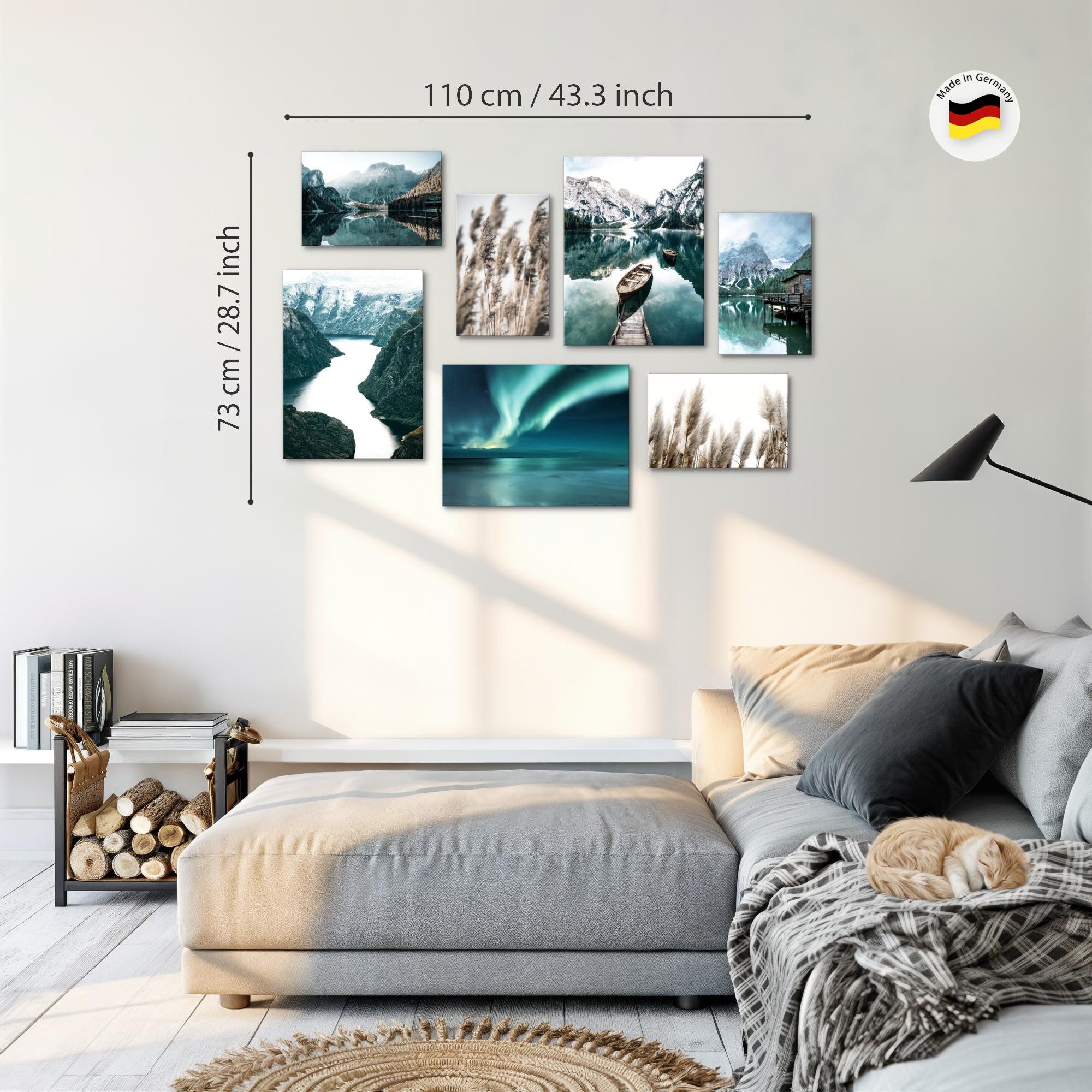 Novart Wandbild Wandbilder Set Landschaft Natur See Berge 100x70 cm, See