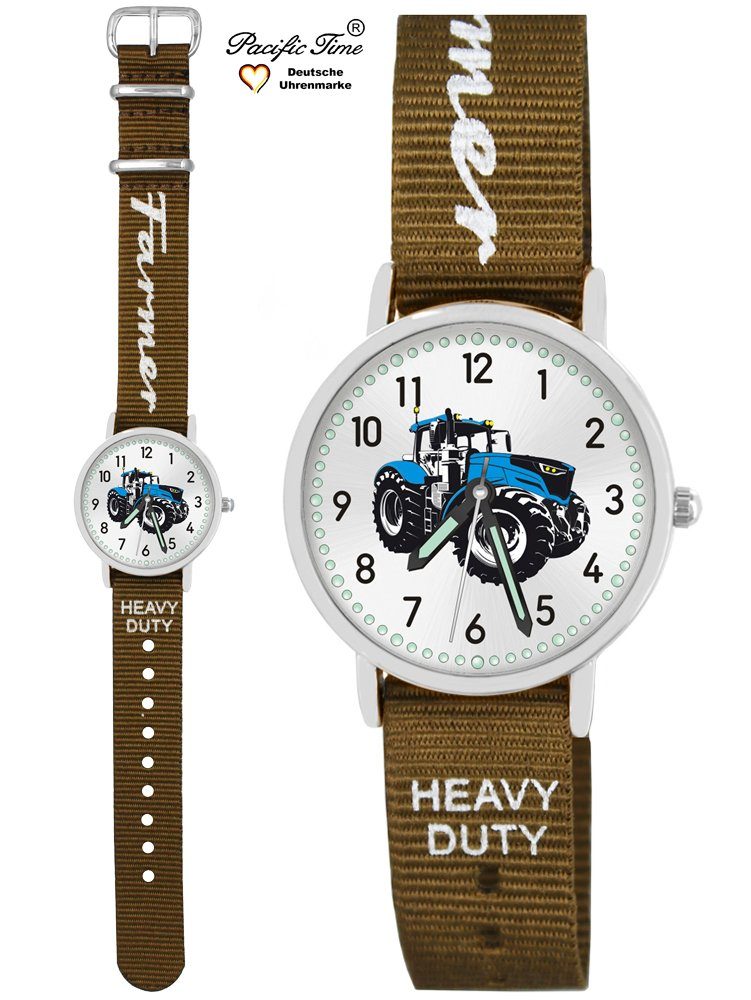 Pacific Time Heavy blau und Mix Gratis - oliv Armbanduhr Design Duty Kinder Quarzuhr Match Traktor Versand Wechselarmband