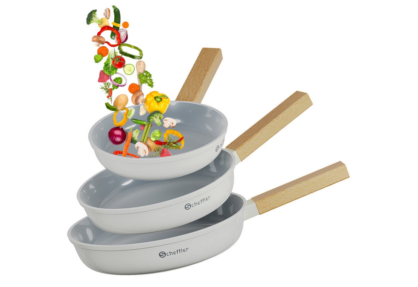 Scheffler Pfannen-Set Pfanne Ø20/24/28 cm Bratpfanne Antihaftbeschichtung Pfanne Induktion, Aluminium (Pfannenset, 3-tlg), Indukion